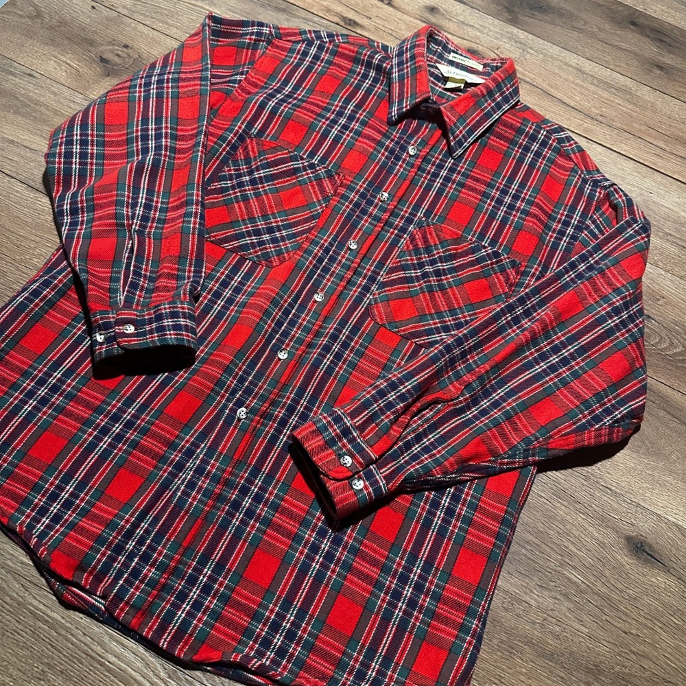 Vintage St Johns Bay Big Mac Red Plaid Flannel Shirt Mens XL Regular